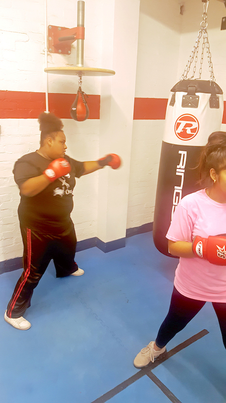 A student at Isleworth Boilerhouse Gym practices with the punchbag